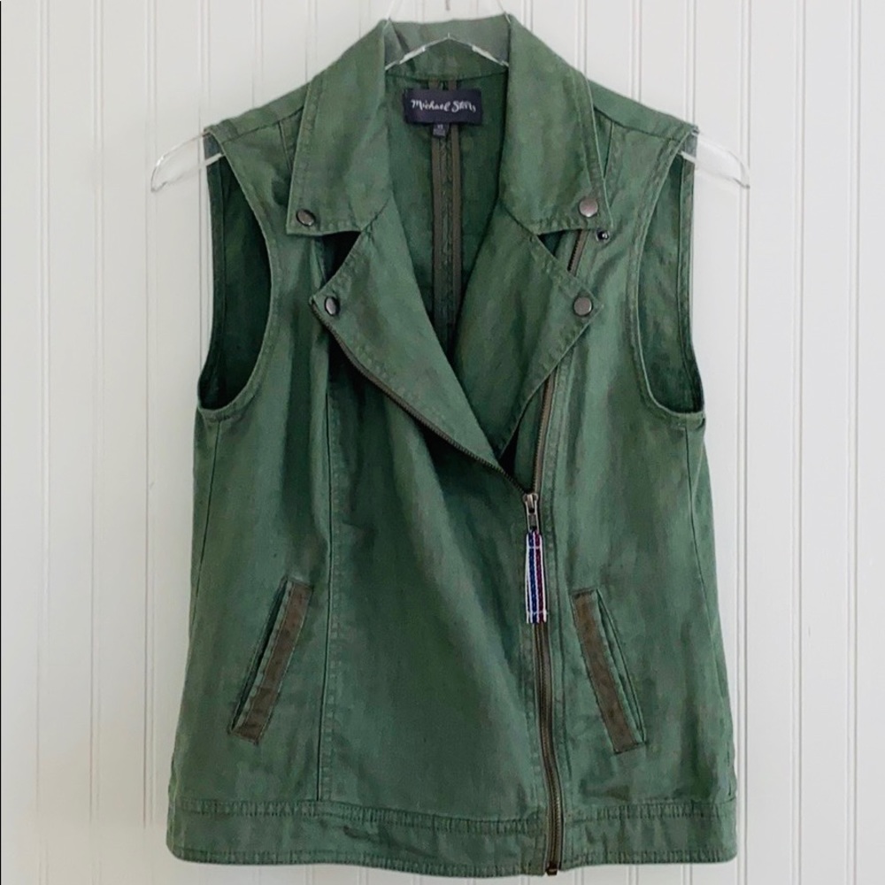 Michael Stars Sleeveless Moto Linen Vest
